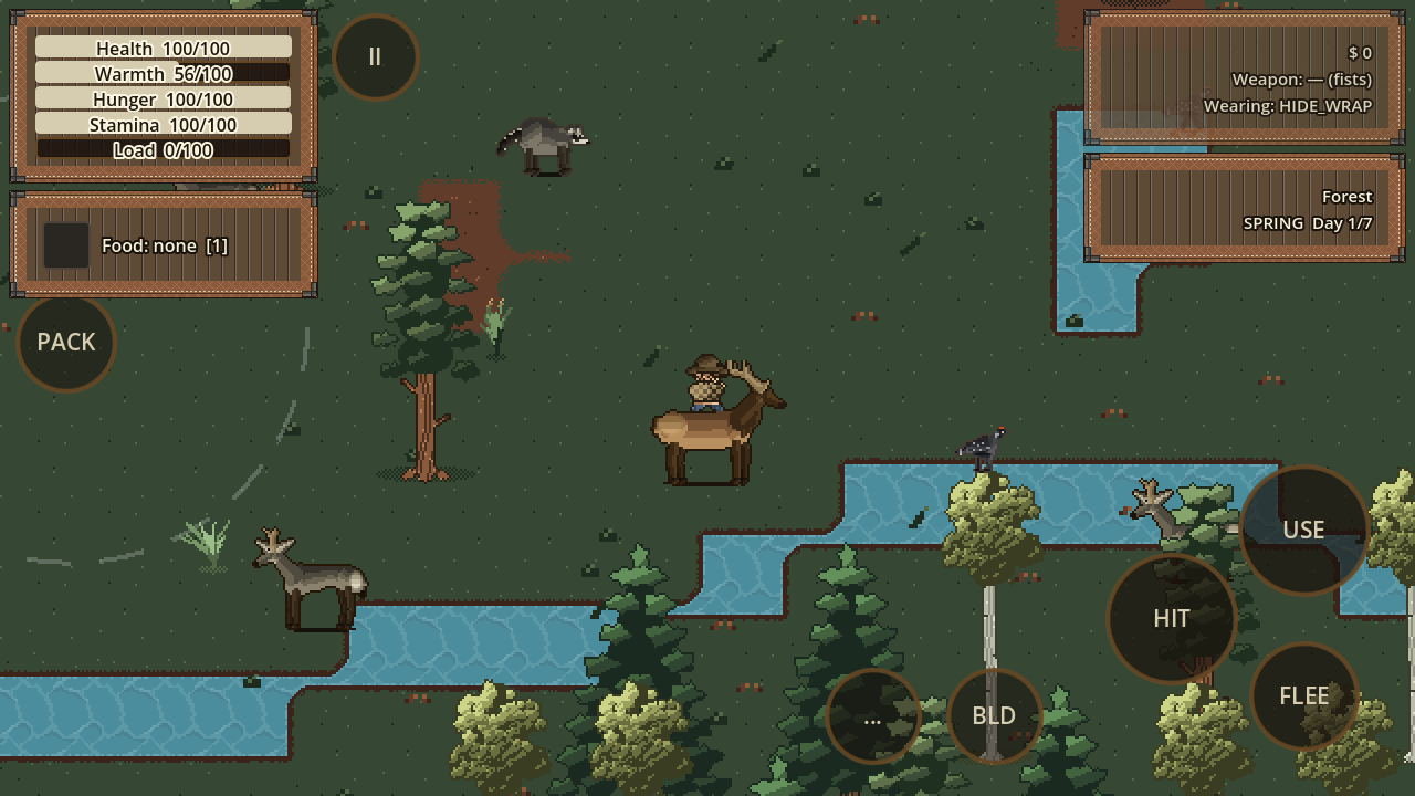 The player riding a tamed mount across open frontier terrain